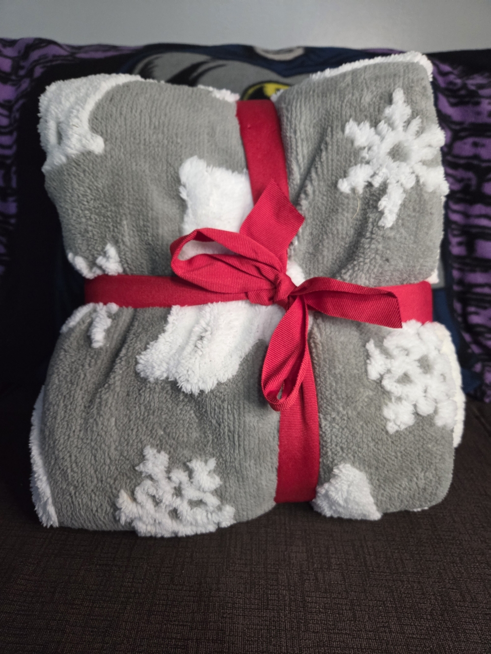 Gray And White Snowflake Throw